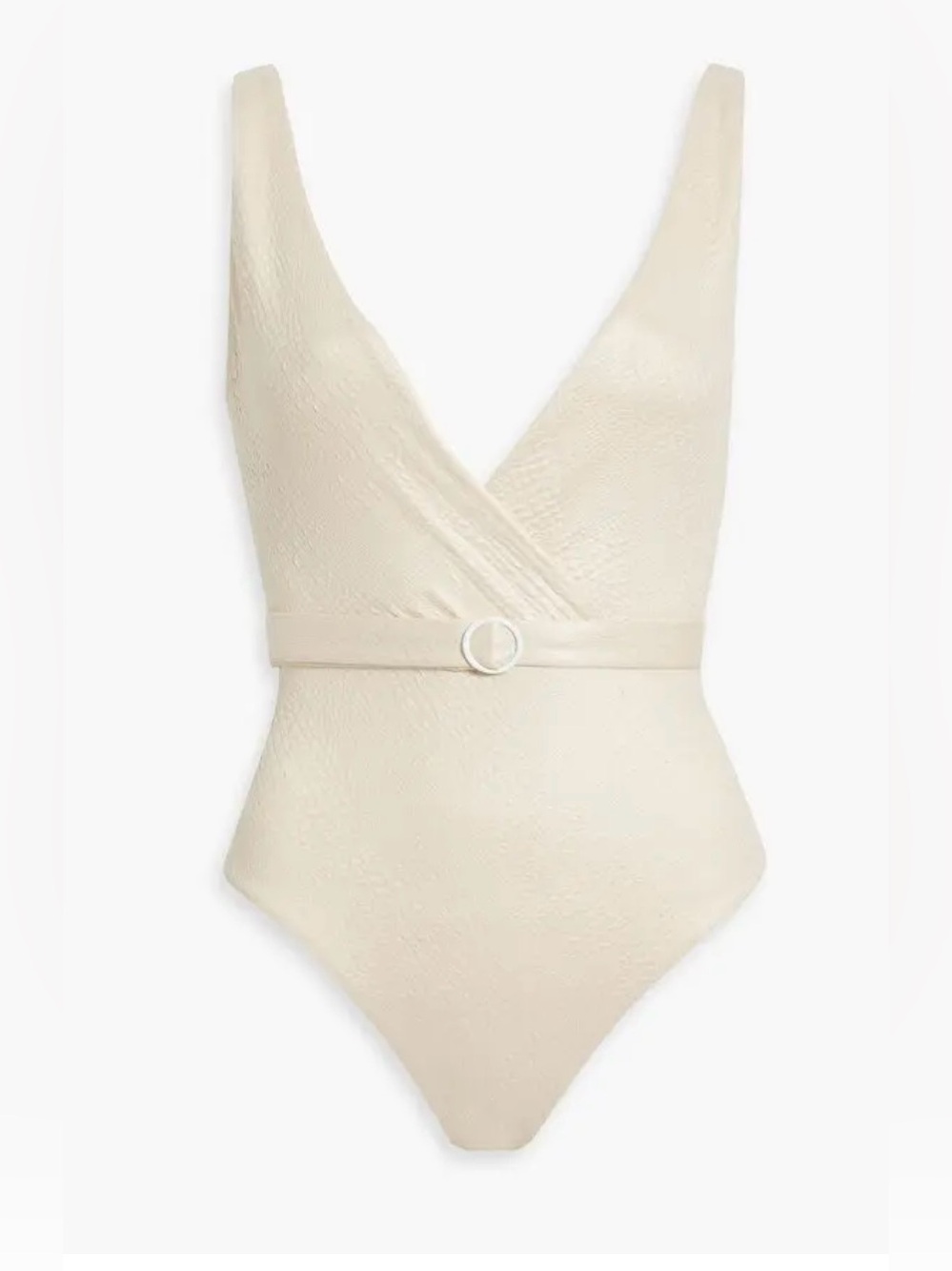 Onia Michelle Wrap-Effect Belted crocodile/seersucker texture Swimsuit size S